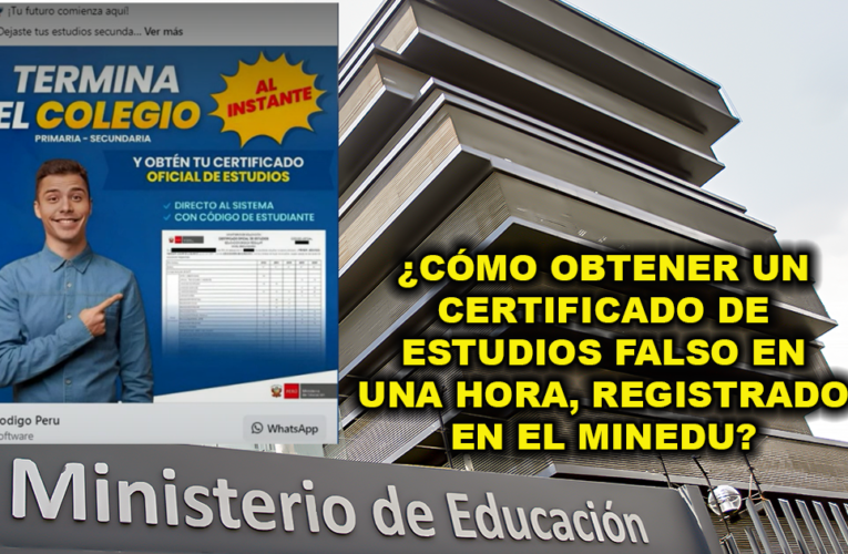 ¿Cómo obtener un certificado de estudios falso en una hora, registrado en el MINEDU?