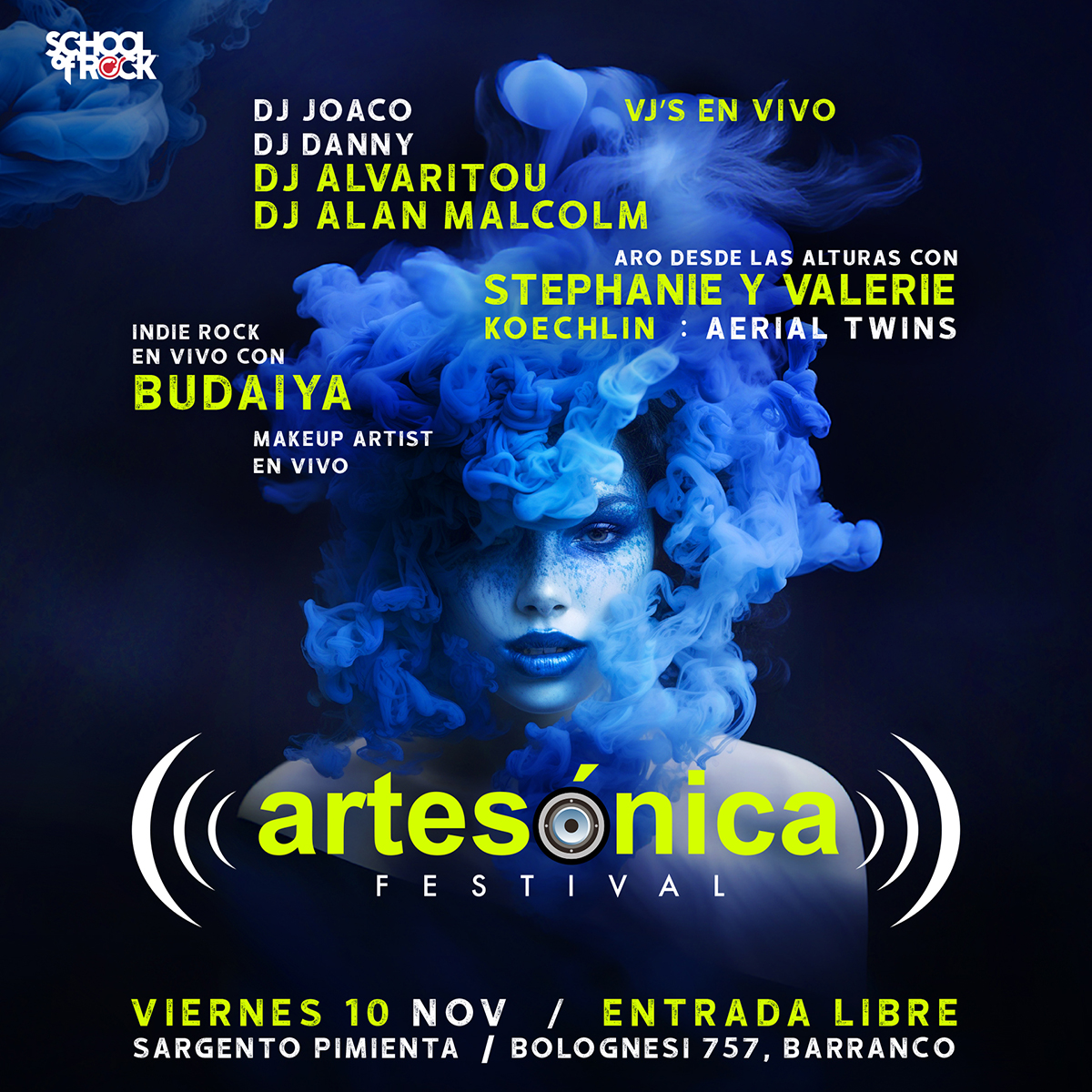 El evento regresa al Sargento Pimienta el 10 de noviembre con una programación imperdible, Av. Bolognesi 757, Barranco. La FIESTA ARTESÓNICA comenzará a las 10:00 p.m. y el ingreso es libre.