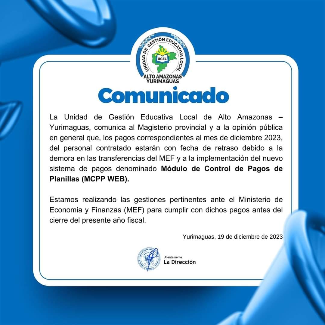 COMUNICADO UGEL Alto Amazonas - Yurimaguas