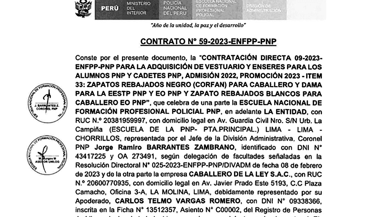 En 2023, la PNP optó nuevamente por adquirir el mismo tipo de calzado de la misma proveedora, en lugar de comprar calzado de cuero