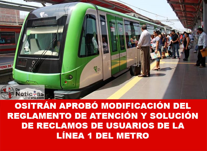 Modificación incorpora una Oficina de Atención al Pasajero en la estación Presbítero Maestro. (Ositrán) aprobó la modificación del Reglamento de Atención y Solución de Reclamos de Usuarios de la Línea 1 del Metro de Lima, presentada por la concesionaria Tren Urbano de Lima S. A.